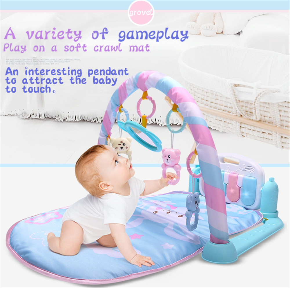 Baby Fitness Play Lay Mat Piano Rack Music Game Blanket Mirror Hanging Toy