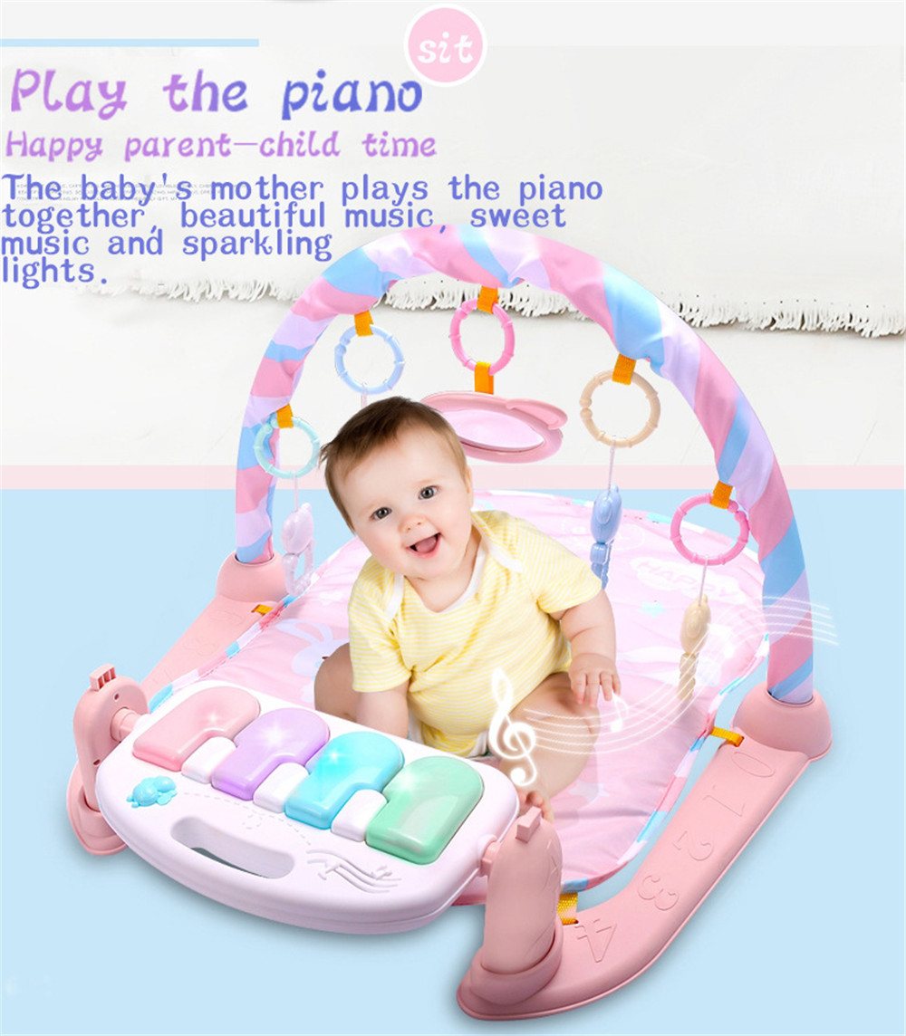 Baby Fitness Play Lay Mat Piano Rack Music Game Blanket Mirror Hanging Toy