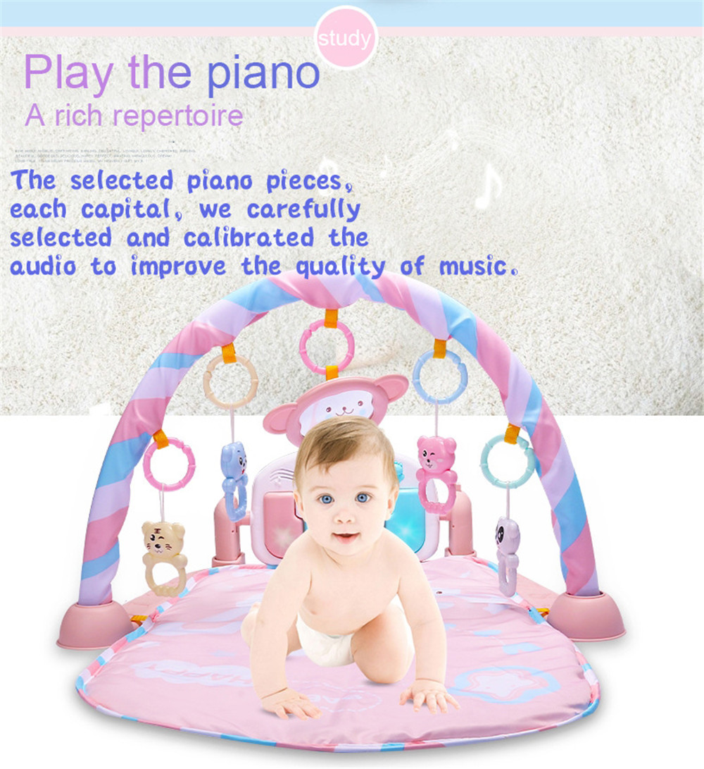 Baby Fitness Play Lay Mat Piano Rack Music Game Blanket Mirror Hanging Toy