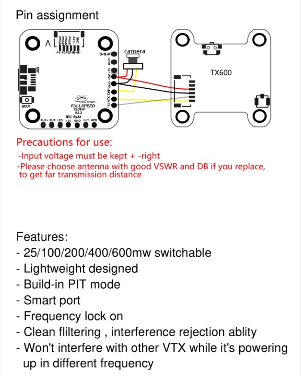 FullSpeed TX600 VTX 25mW-600mW 48CH