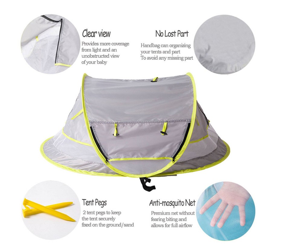 Portable Baby Crib Travel Bed Beach Tent with UV Protection