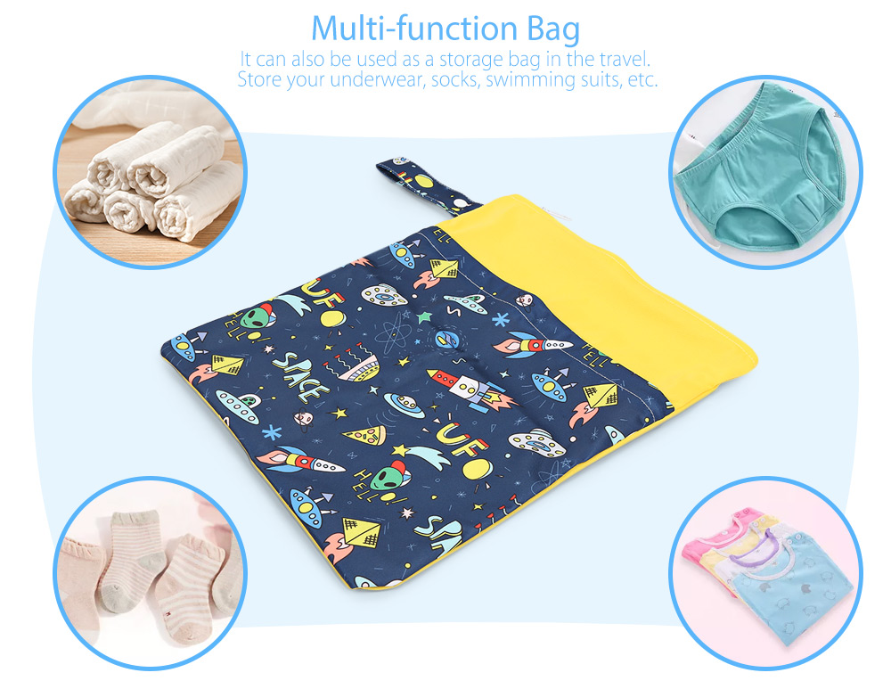 Cute Double Layers Portable Reusable Printed Babies Nappy Diaper Bag