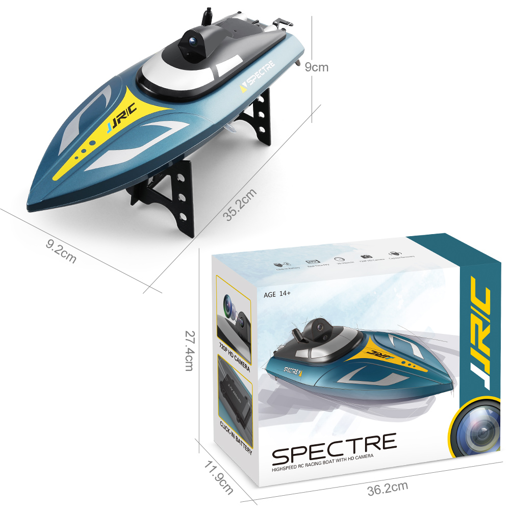 JJRC S4 Spectre Waterproof WiFi FPV RC Boat Support VR 720P HD Camera 20 - 25km/h Capsize Recovery