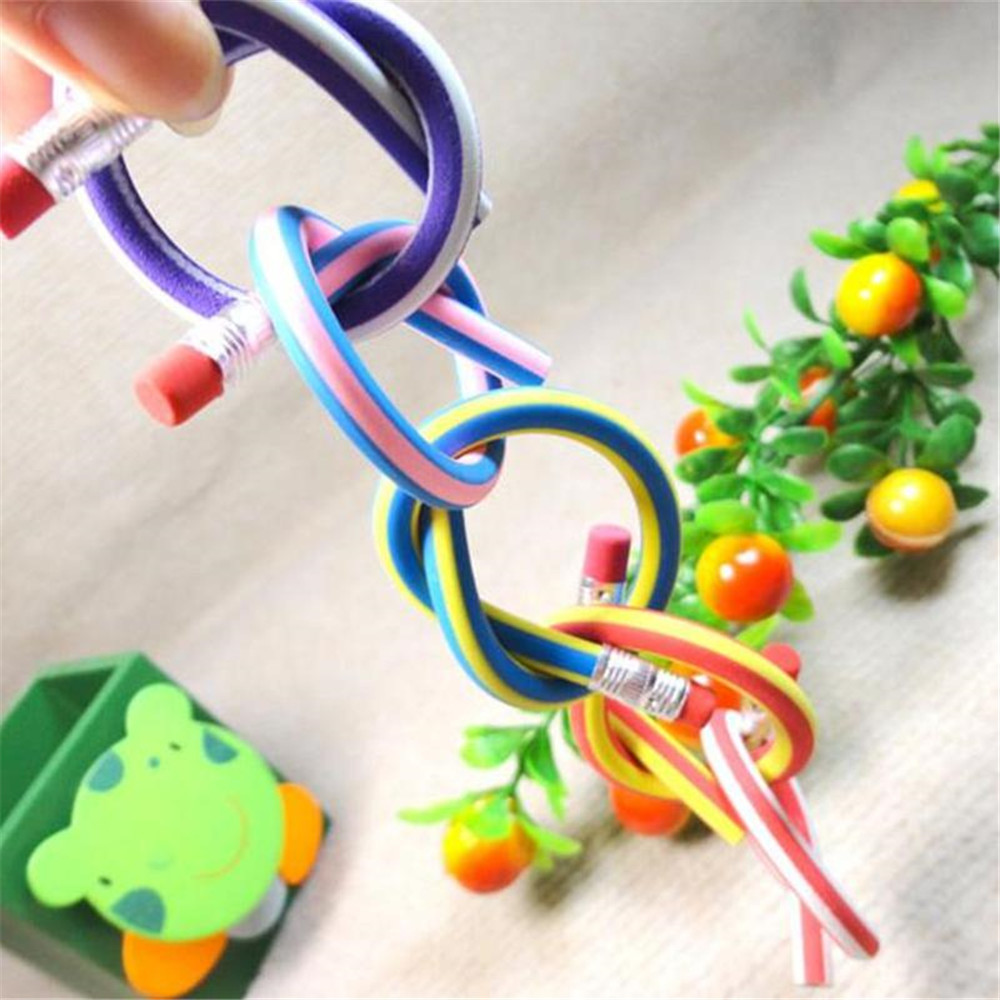 5PCS Colorful Magic Bendy Flexible Soft Pencil with Eraser Gift Kids Writing