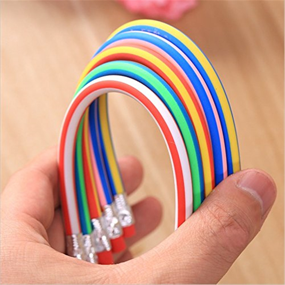 5PCS Colorful Magic Bendy Flexible Soft Pencil with Eraser Gift Kids Writing