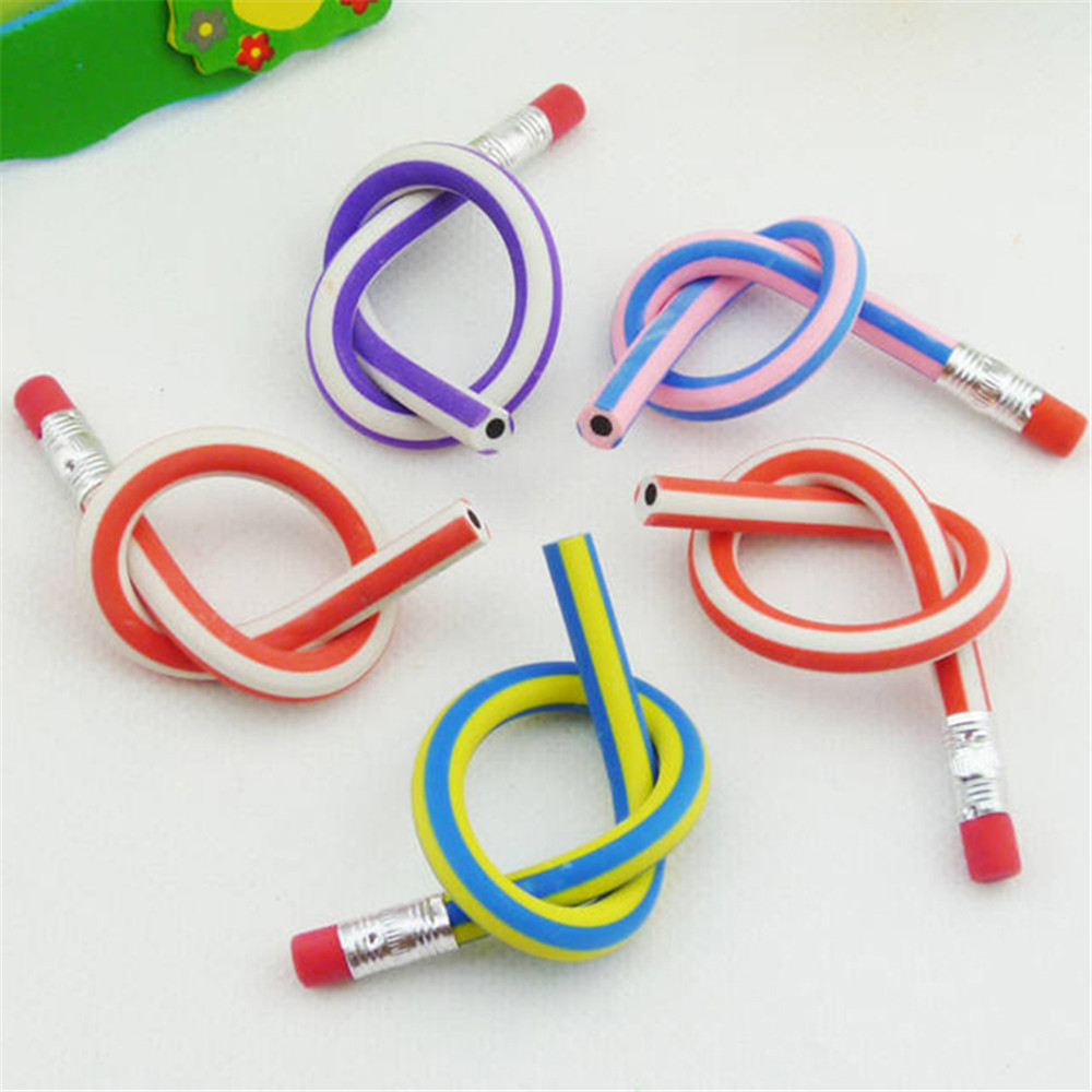 5PCS Colorful Magic Bendy Flexible Soft Pencil with Eraser Gift Kids Writing