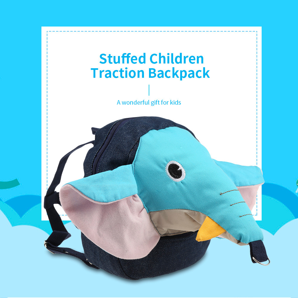 Stuffed Elephant Backpack Plush Anti-lost Traction Bag Doll for Children