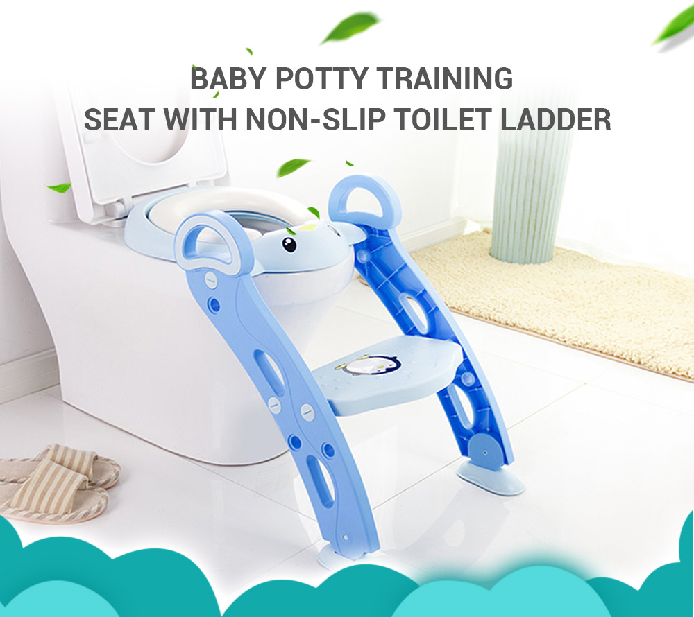 Baby Toddler Potty Training Seat with Non-slip Toilet Ladder Adjustable PP