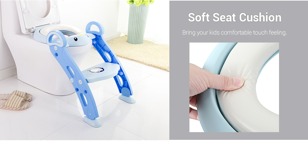 Baby Toddler Potty Training Seat with Non-slip Toilet Ladder Adjustable PP