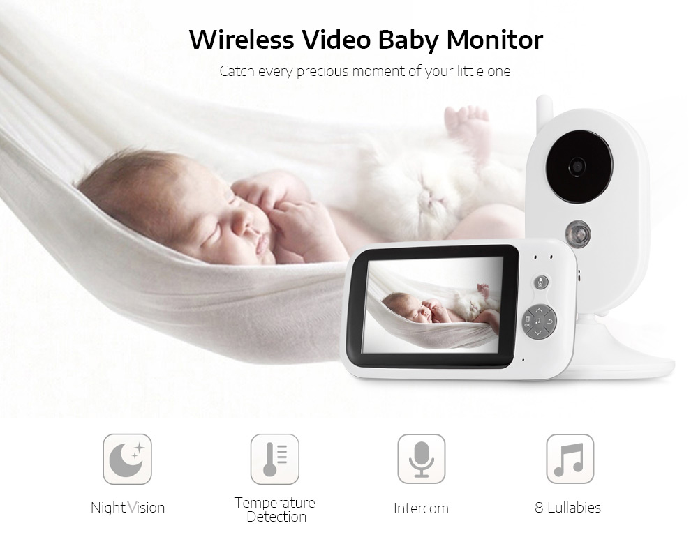 Wireless Video Baby Monitor Digital Sleep Monitoring Night Vision Temperature Sensor Wireless Video Baby Monitor Digital Sleep Monitoring Night Vision Temperature Sensor