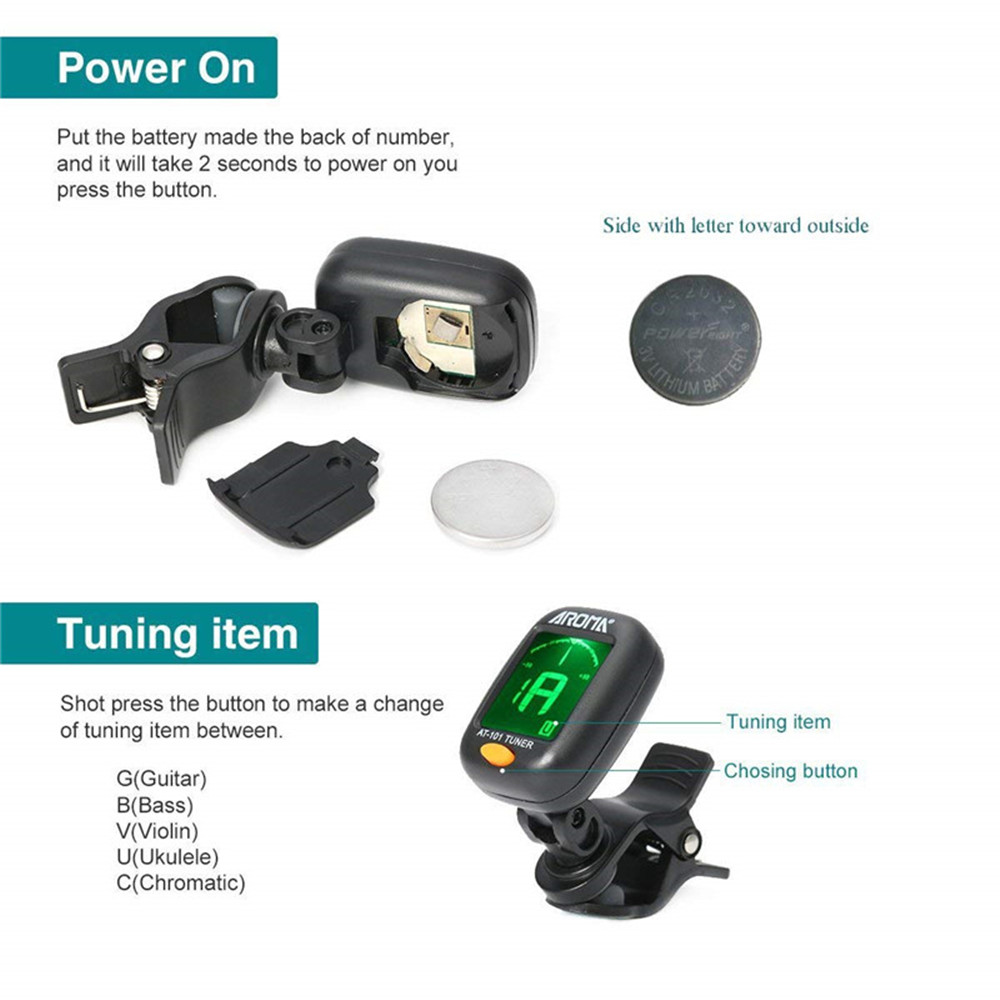 LED Tuner Clip-on Chromatic Electronic Guitar Ukulele Violin Digital Bass Tuner LED Tuner Clip-on Chromatic Electronic Guitar Ukulele Violin Digital Bass Tuner