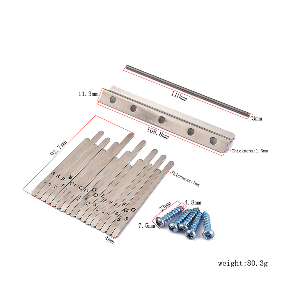 Musical Steel Keys for 17 Note Kalimba African Mbira Thumb Piano