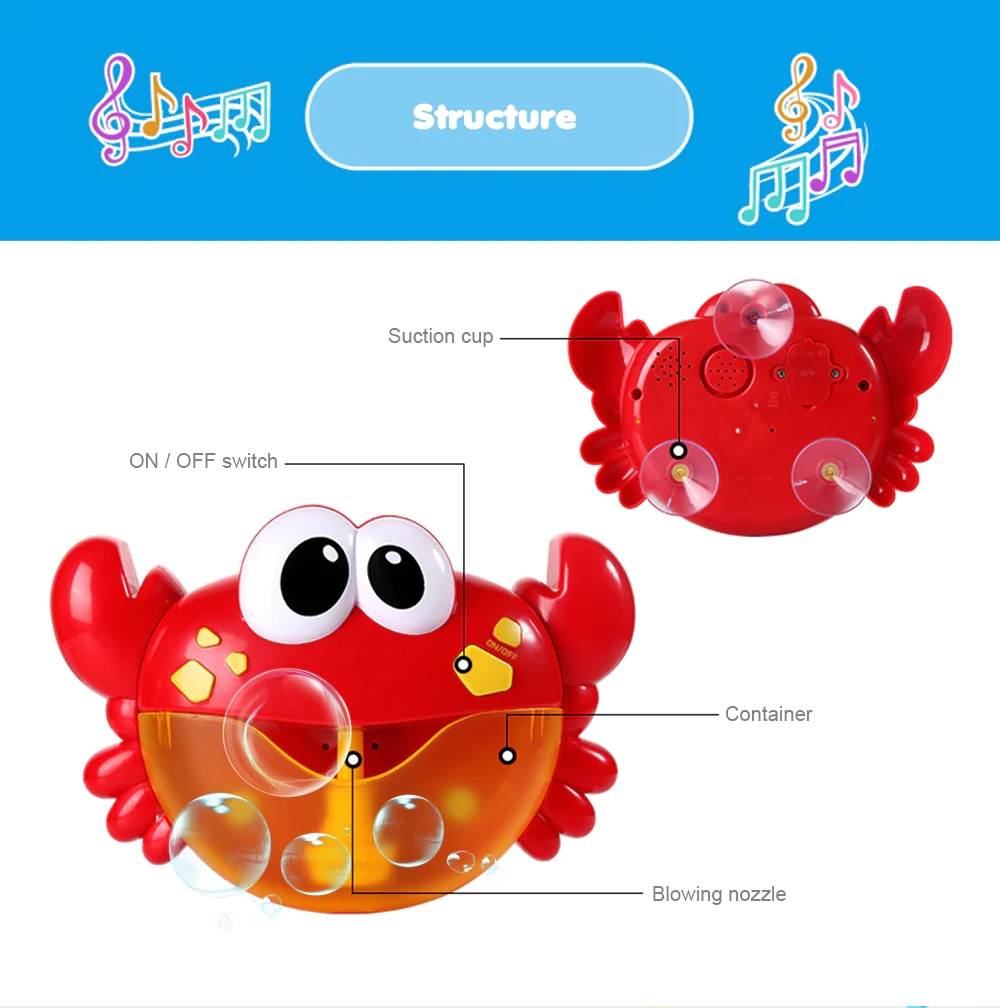 Crab Bubble Machine Music Maker Shower Fun Toy