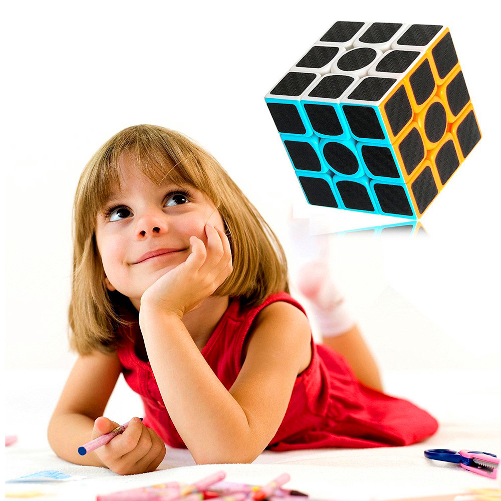 Children Educational Toy Black Carbon Fiber Three Order Magic Cube