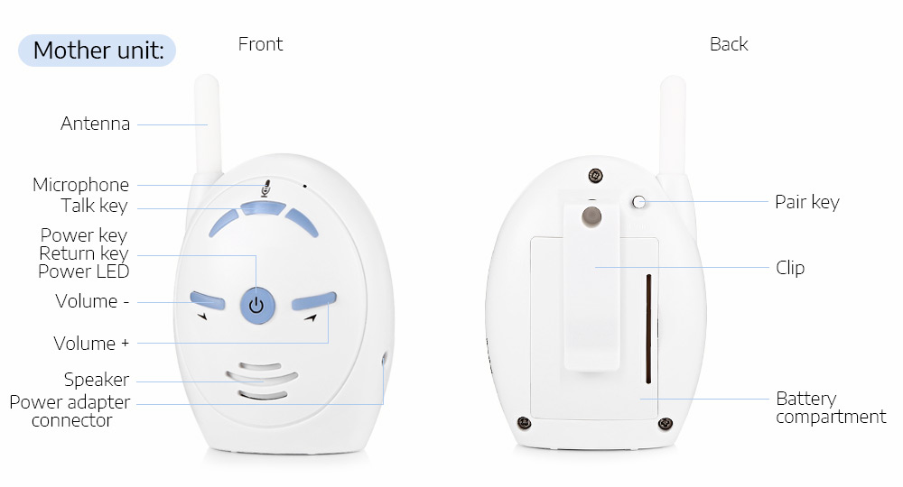T710 2.4GHz Wireless Rechargeable Sound Digital Audio Baby Monitor T710 2.4GHz Wireless Rechargeable Sound Digital Audio Baby Monitor