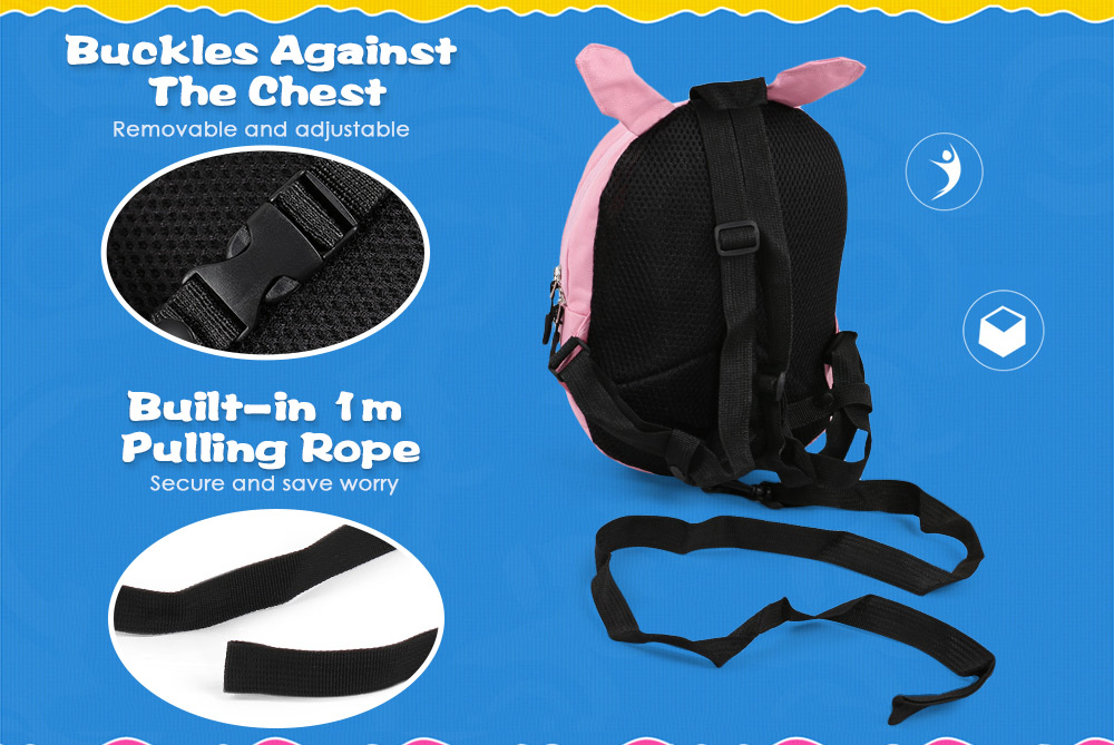 Portable Pink Lovely Secure Children School Bag with Rabbit Pattern Portable Pink Lovely Secure Children School Bag with Rabbit Pattern