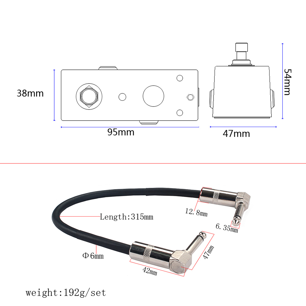 Mini Guitar Effect Pedal Over Drive and Cable White