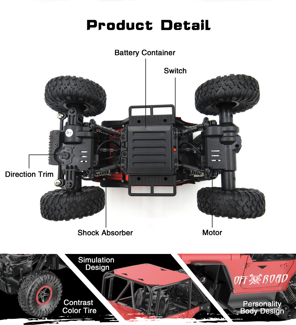 Flytec 1:18 2.4G Alloy Four-wheel Drive Off-road Drifting Climbing Remote Control Car