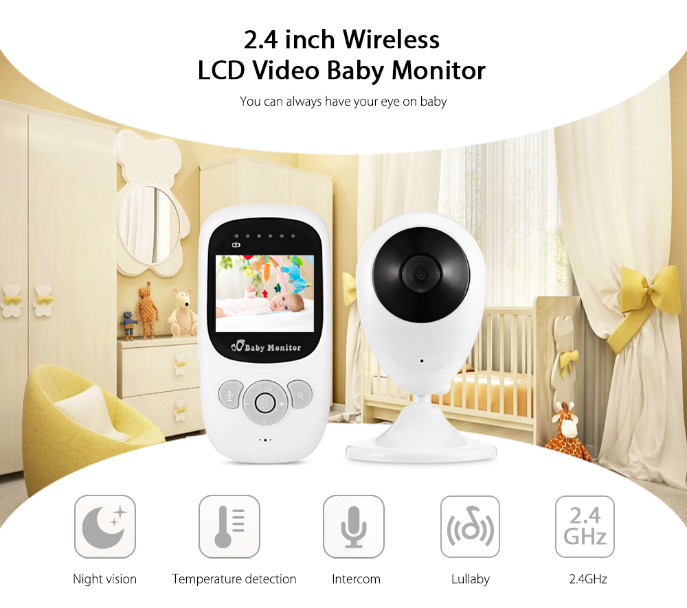 SP880 2.4G Wireless Baby Video Monitor with Night Vision Two-way Talk 2.4 inch LCD Display Temperature Monitoring