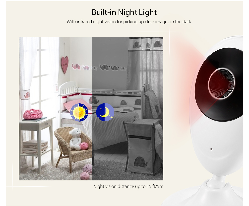 SP880 2.4G Wireless Baby Video Monitor with Night Vision Two-way Talk 2.4 inch LCD Display Temperature Monitoring