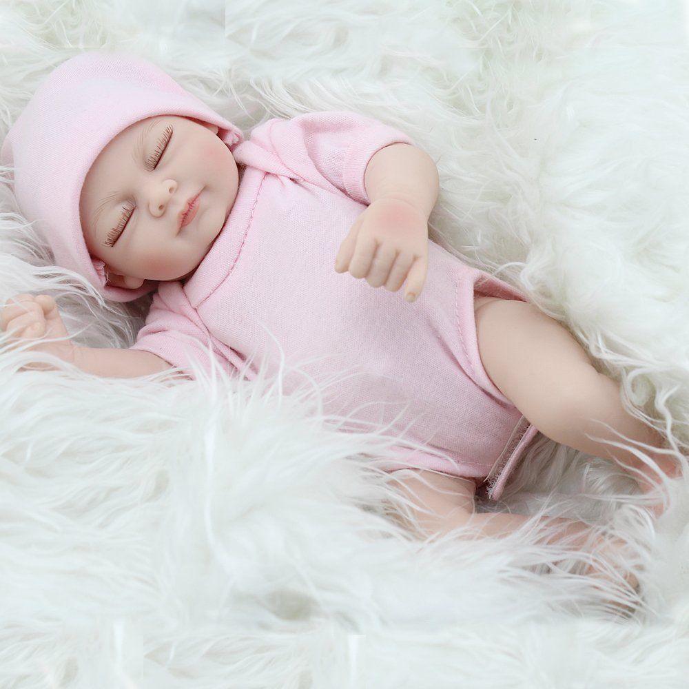 Mini pink 10inch Reborn Baby Dolls Full Silicone Baby Doll Body