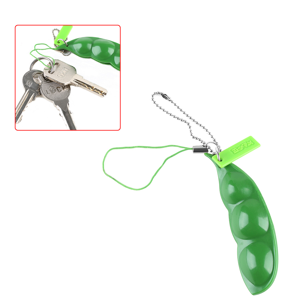 Soybean Pea Bean Key Chain Phone Charm Stress Relieve Funny Extrusion Key Chain
