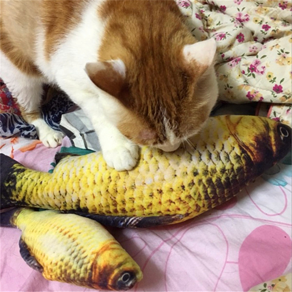 Funny Lifelike Fish Shape Cat Toy Gift Cute For Pet Kitten Teaser Pillow Doll