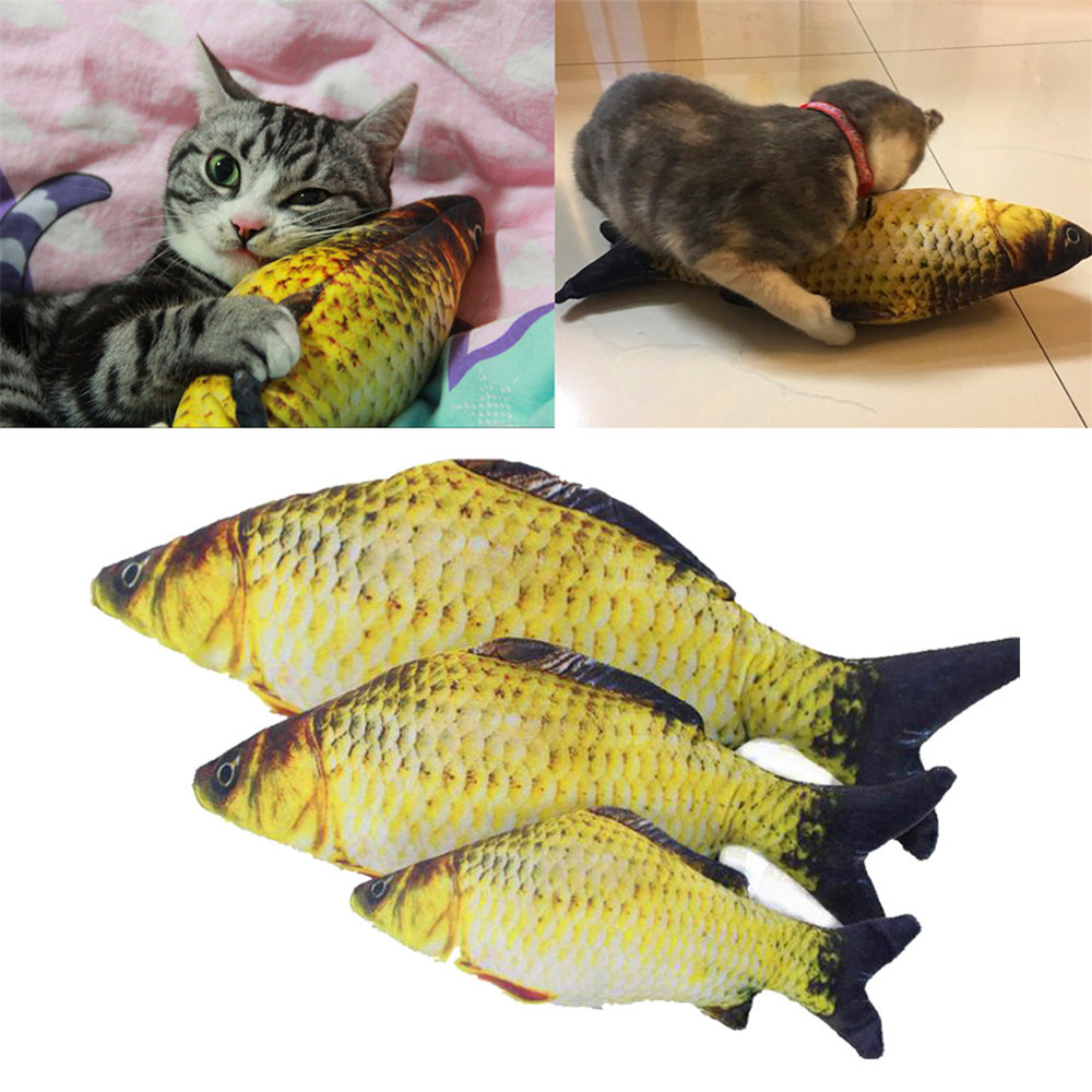 Funny Lifelike Fish Shape Cat Toy Gift Cute For Pet Kitten Teaser Pillow Doll