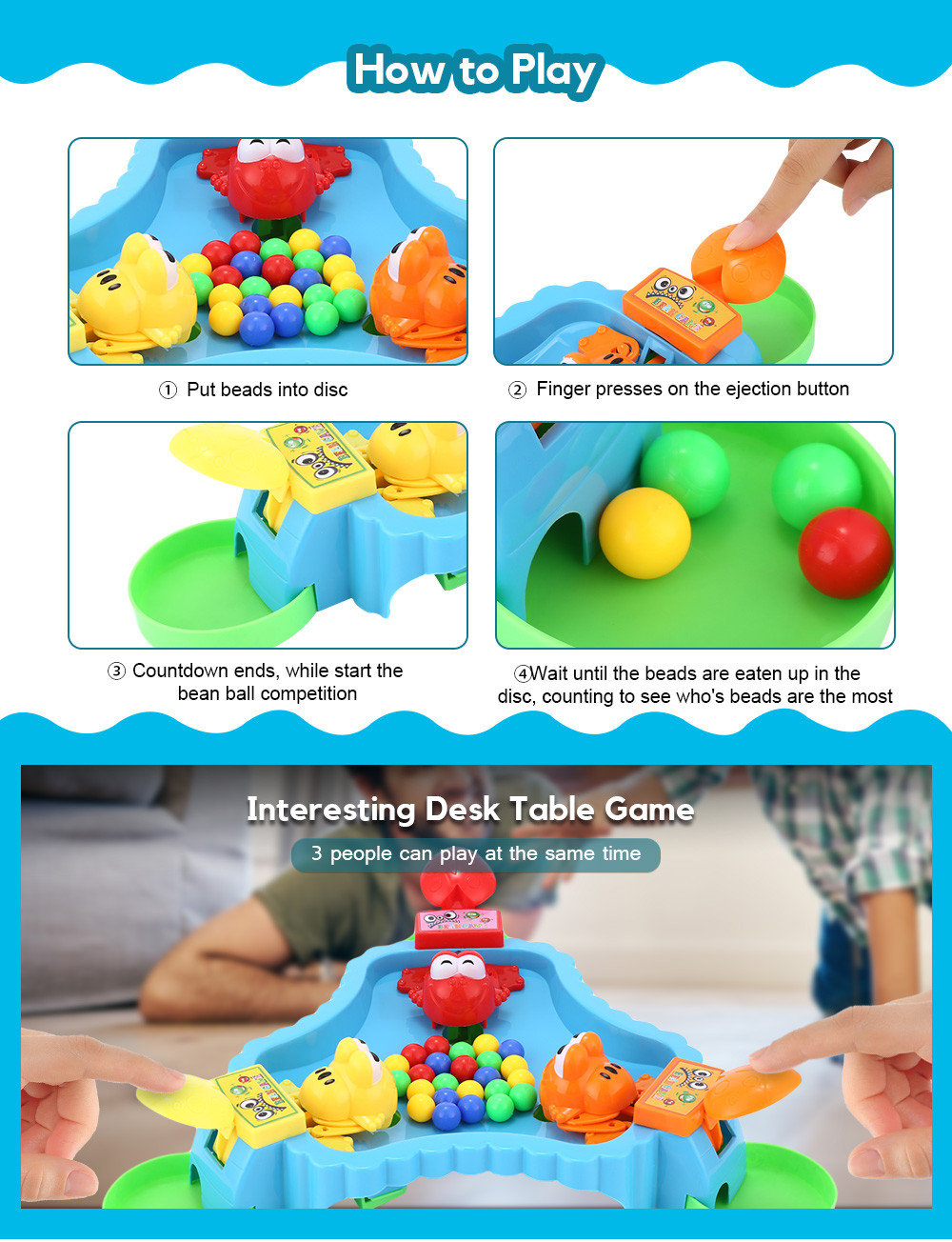 3226 Frog Eating Bean Board Toys Interactive Desk Table Game