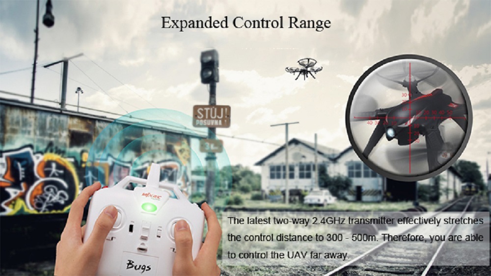 MJX B3 Bugs 3 RC Quadcopter RTF Two-way 2.4GHz 4CH with Action Camera Bracket