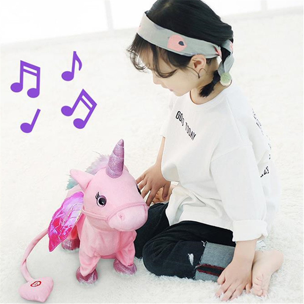 Electric Walking Unicorn Stuffed Animals Plush Musical Pony Toy