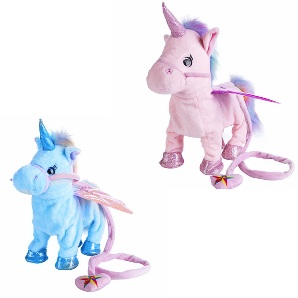 Electric Walking Unicorn Stuffed Animals Plush Musical Pony Toy