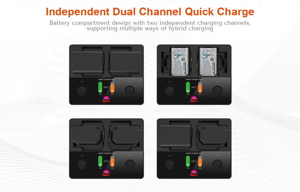 ISDT NP2 18W DC Dual Channel IPS LCD Charger for Sony Camera Battery