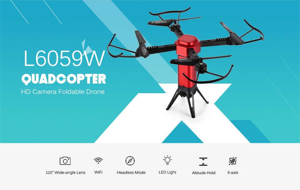 L6059W Foldable RC Quadcopter WiFi FPV Camera 2.4G 4CH 6-axis Gyro Altitude Hold Headless Mode Aircraft