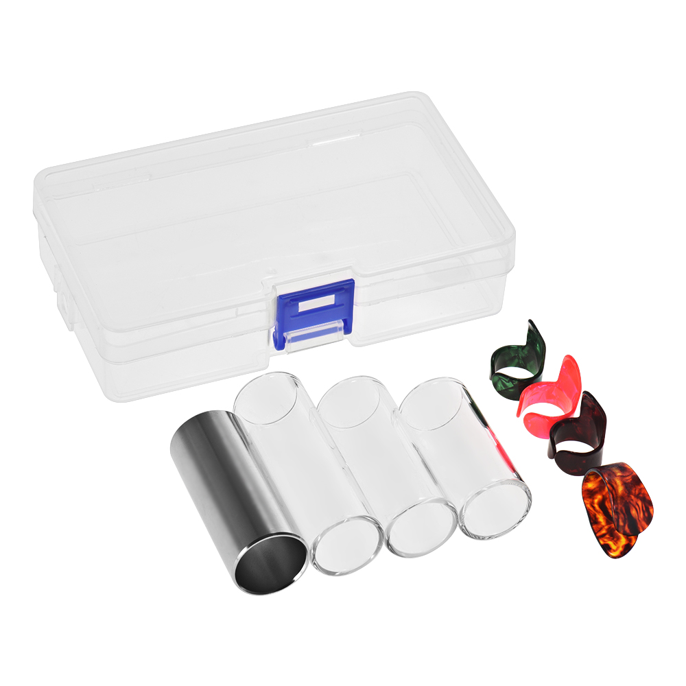 Guitar Slides Set 3 Size Glass Slide 4 Pcs Metal Thumb Finger Picks Guitar Slides Set 3 Size Glass Slide 4 Pcs Metal Thumb Finger Picks