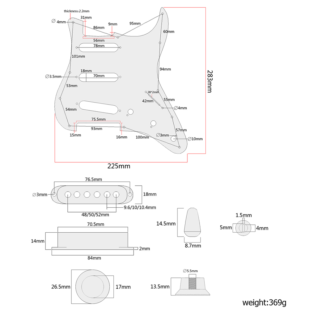 Prewired-Loaded SSS Pickguard Alnico V Pickups for ST Guitar Prewired-Loaded SSS Pickguard Alnico V Pickups for ST Guitar
