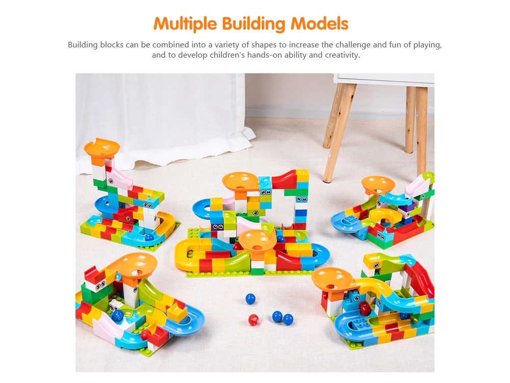 DIY Marble Race Run Maze Ball ABS Funnel Slide Track Building Blocks Toy 52Pcs