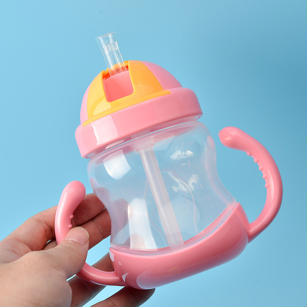 Baby Drinking Cup 280ML Double Handle Drink Training Straw Cup