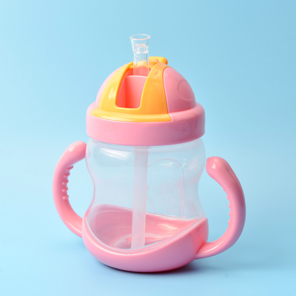 Baby Drinking Cup 280ML Double Handle Drink Training Straw Cup