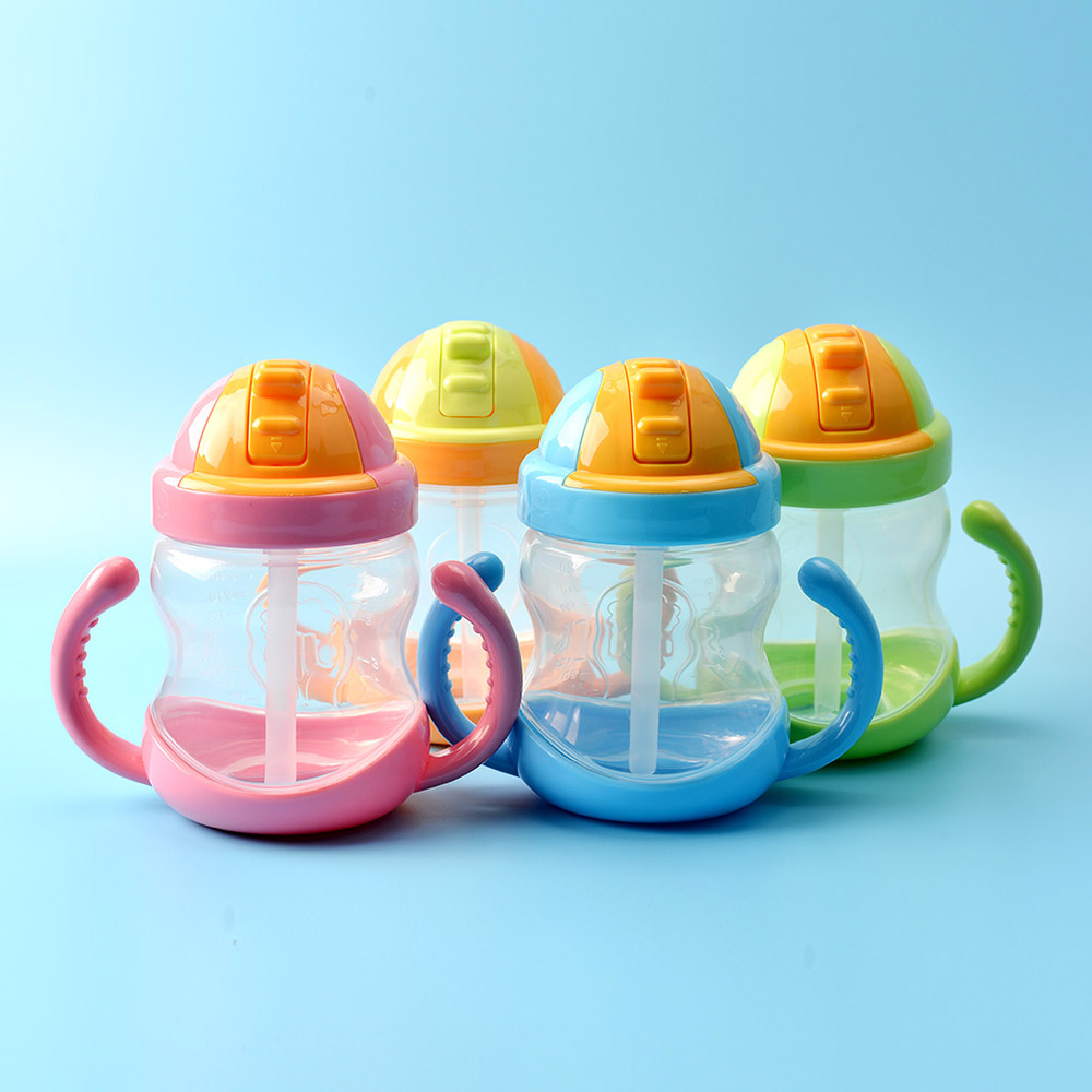 Baby Drinking Cup 280ML Double Handle Drink Training Straw Cup