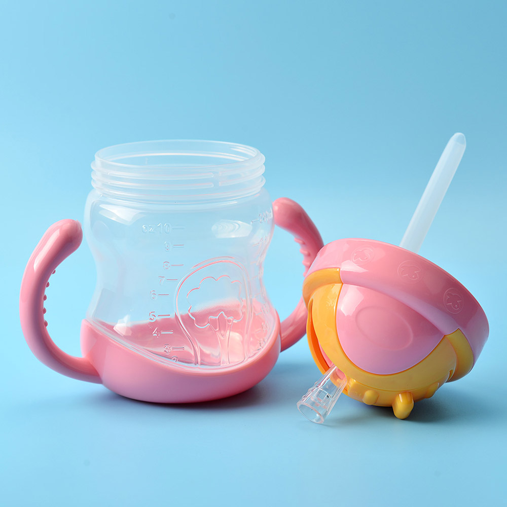 Baby Drinking Cup 280ML Double Handle Drink Training Straw Cup