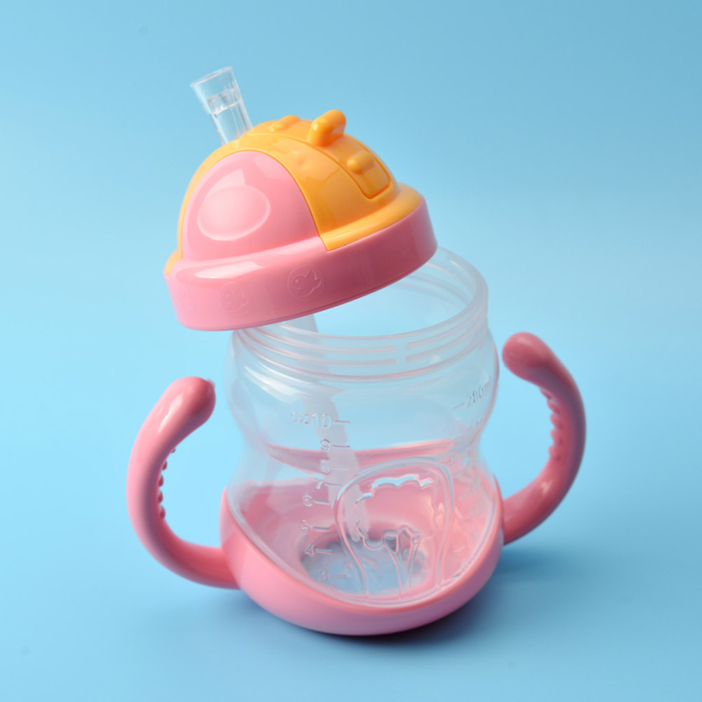 Baby Drinking Cup 280ML Double Handle Drink Training Straw Cup