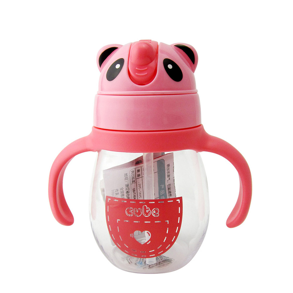 Baby's Water Cup With Straw Double Handle Cartoon Animal Cute Panda Pattern Baby's Water Cup With Straw Double Handle Cartoon Animal Cute Panda Pattern