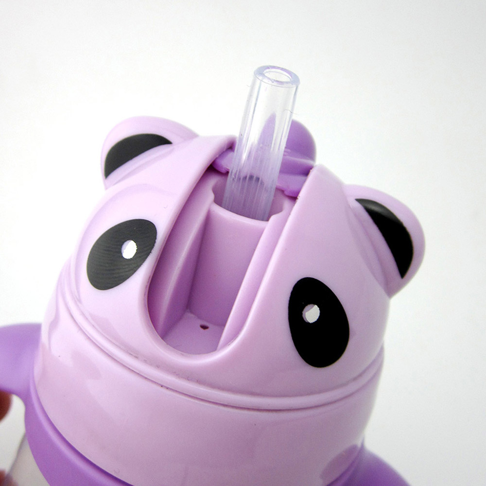 Baby's Water Cup With Straw Double Handle Cartoon Animal Cute Panda Pattern Baby's Water Cup With Straw Double Handle Cartoon Animal Cute Panda Pattern