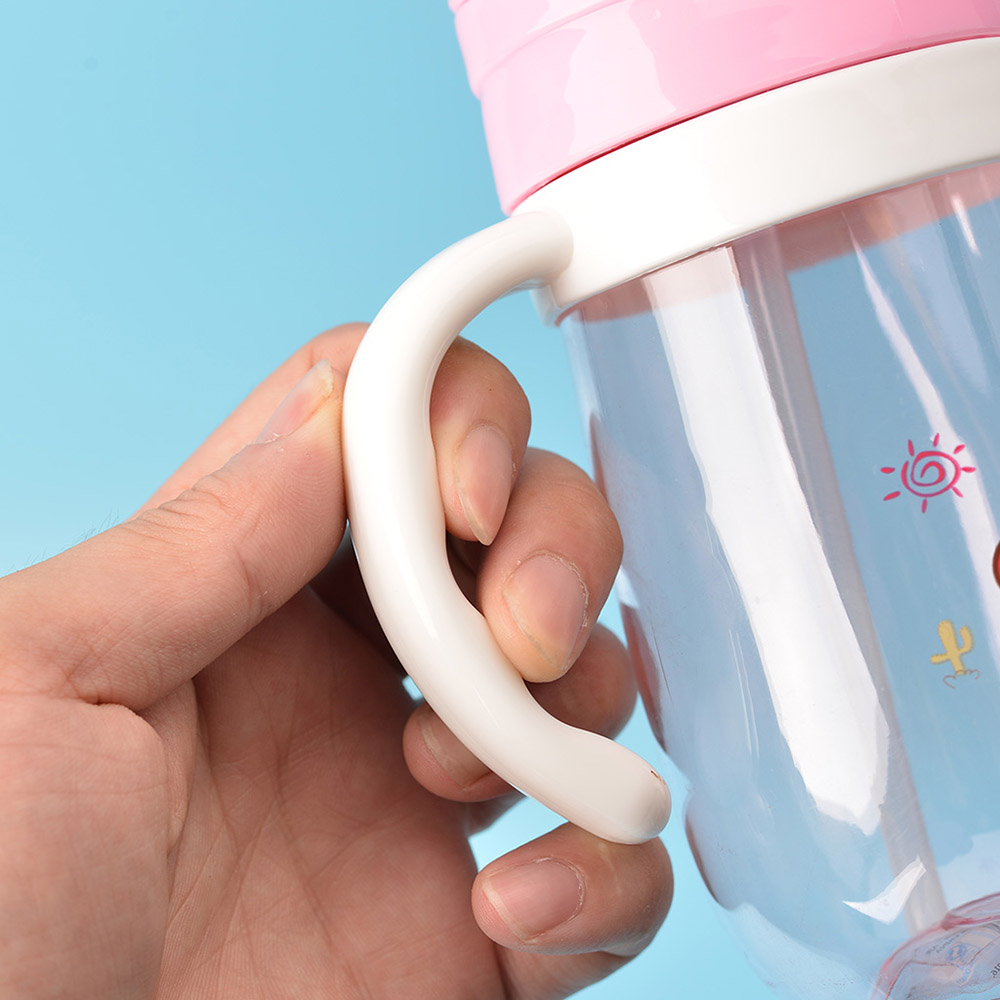 Baby's Water Cup 350ml With Straw Double Handle Cartoon Drinking Training Cup