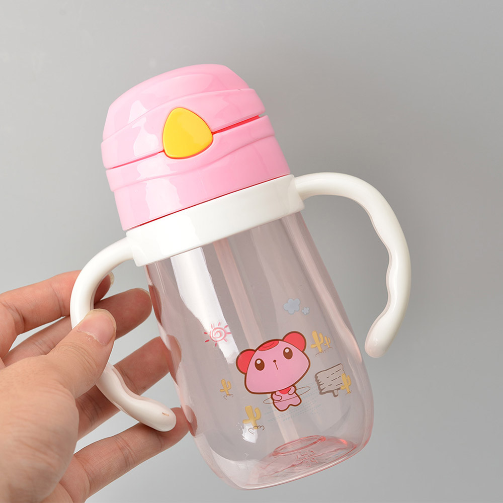 Baby's Water Cup 350ml With Straw Double Handle Cartoon Drinking Training Cup