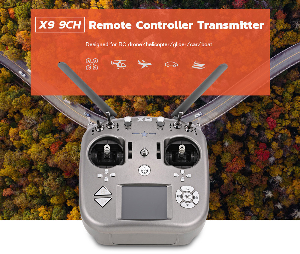 X9 9CH 2.4G LCD Screen Remote Controller Transmitter with X9D Receiver X9 9CH 2.4G LCD Screen Remote Controller Transmitter with X9D Receiver