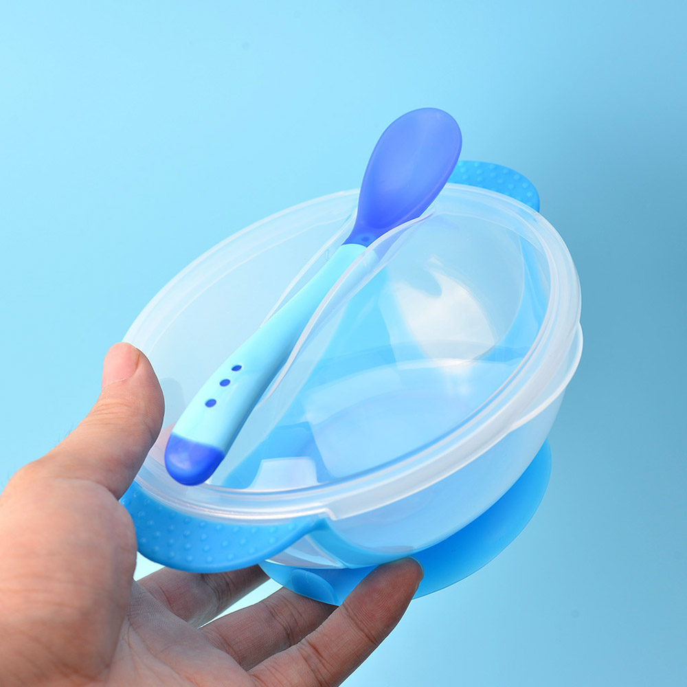 Baby Feeding Set 2 Pcs Sucker Bowl Spoon Temperature Sensing Baby Product Baby Feeding Set 2 Pcs Sucker Bowl Spoon Temperature Sensing Baby Product