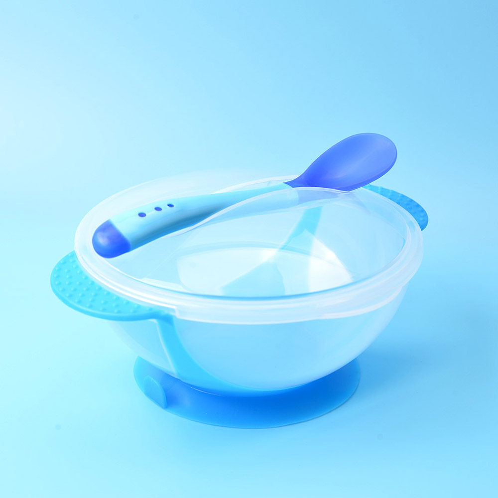 Baby Feeding Set 2 Pcs Sucker Bowl Spoon Temperature Sensing Baby Product