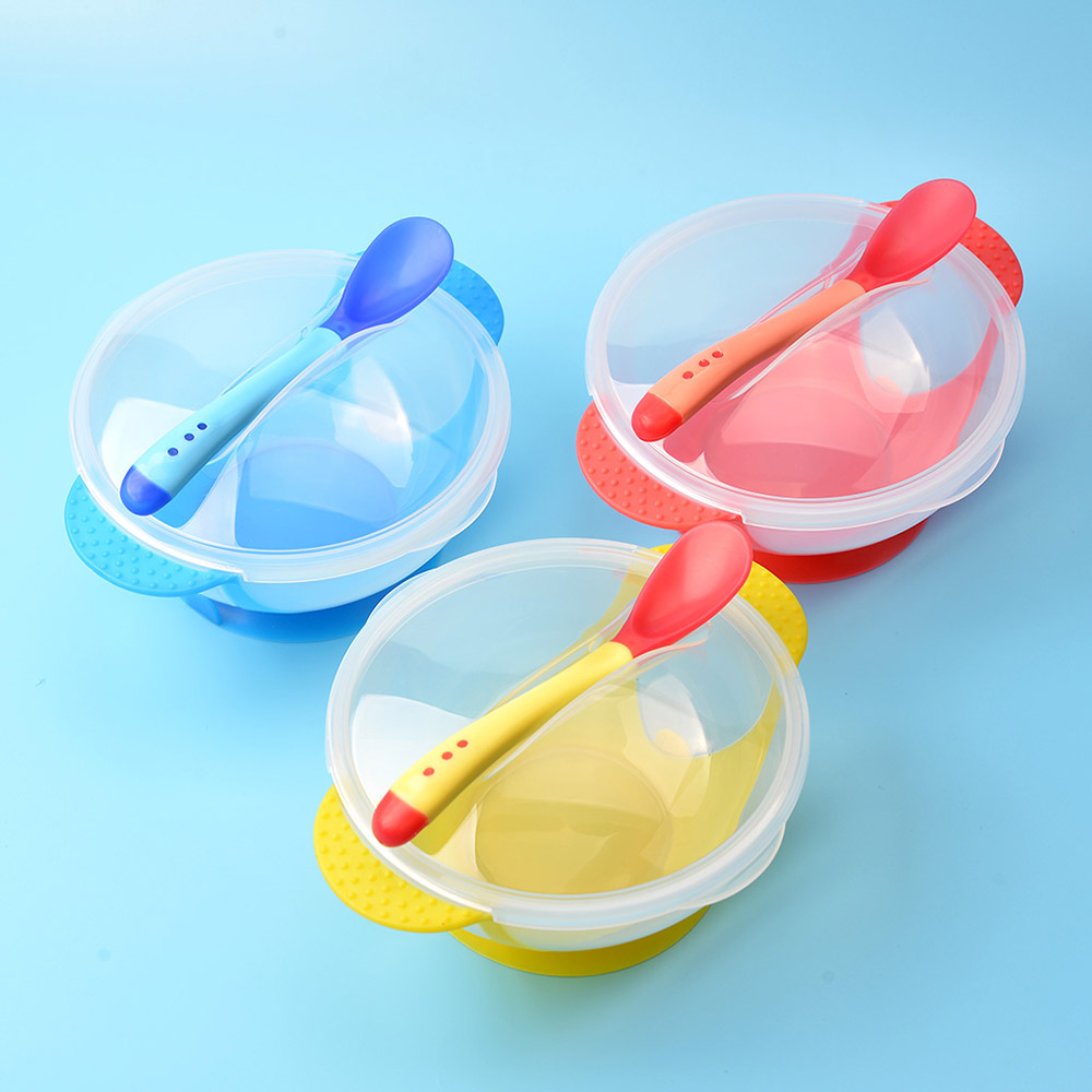 Baby Feeding Set 2 Pcs Sucker Bowl Spoon Temperature Sensing Baby Product